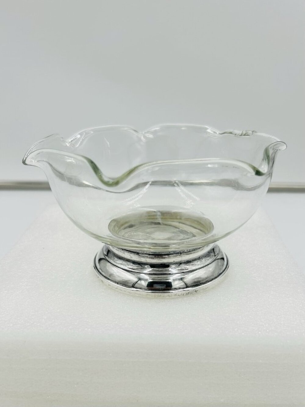 Vintage Web Sterling Silver Base Glass Nut Mayo Bowl Serving Dish 5.5 x 3 Inches